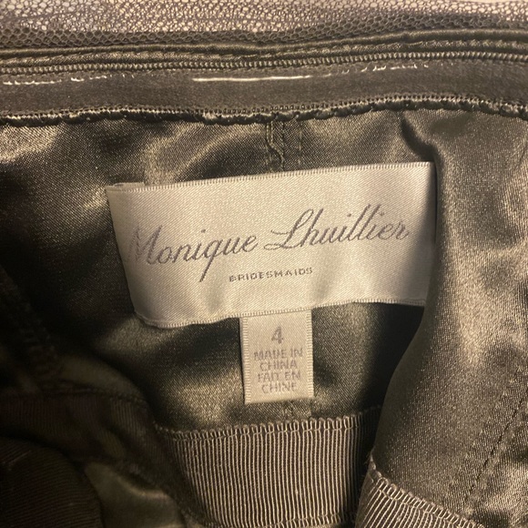 Monique Lhuillier Slate One-Shoulder Draped Tulle Gown Size 4 NWT $398 - Picture 2 of 3
